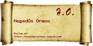 Hegedűs Ormos névjegykártya